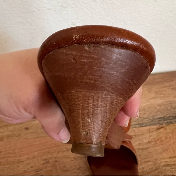 Yves Saint Laurent Rive Gauche Caliente wooden kitten heel sandals brown leather - Picture 16 of 16